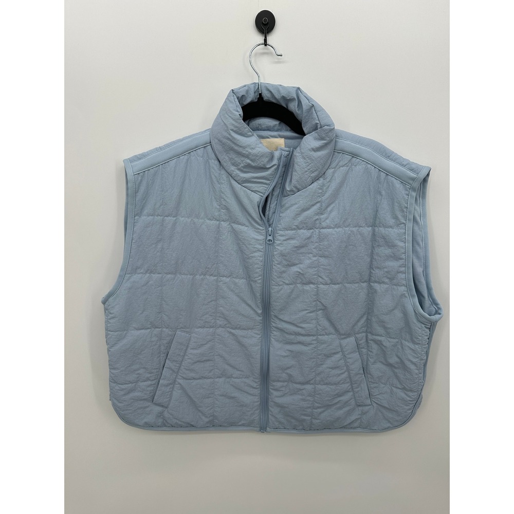 Thread & Supply Womens Quilted Puffer Vest Dusty Blue Sz L Casual Chic Soft Girl